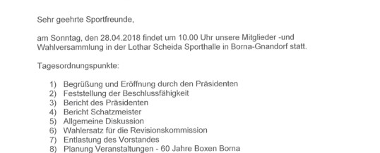 Mitgliederversammlung am 28.04.2019